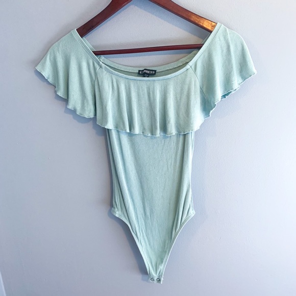 Express Tops - Express seafoam green ruffle bodysuit